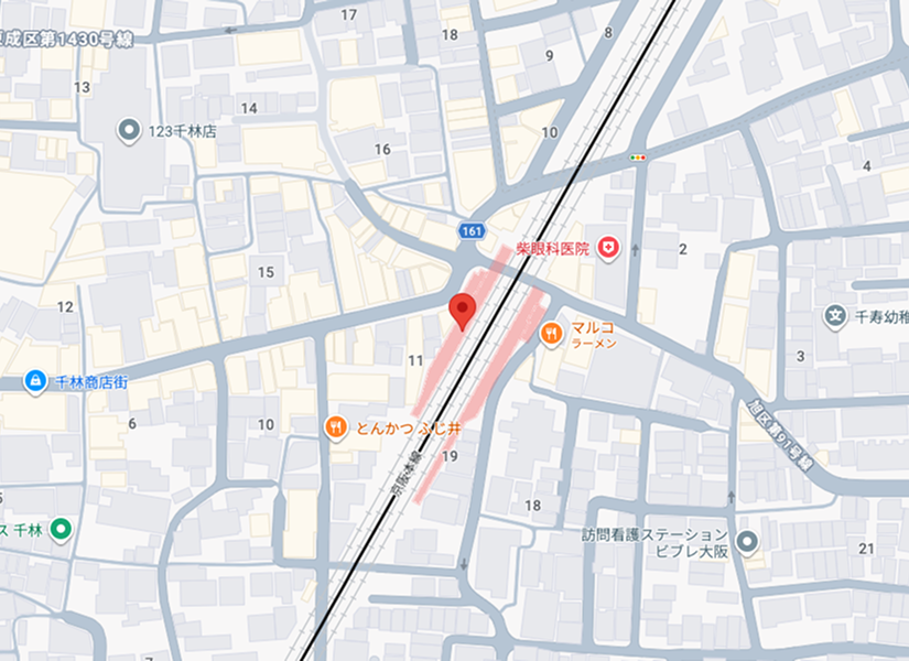 大阪市旭区千林のバーガーとワッフル持ち帰り専門店STACKS 525（スタック525）のマップ